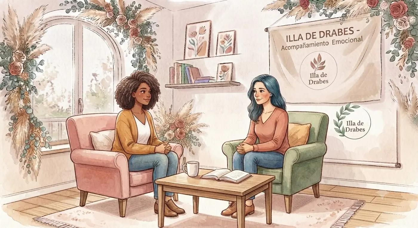 Dues dones conversen en un espai segur d’acompanyament